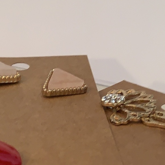 💐5/25 2 pair triangle pink stone crystal ball - Picture 5 of 8